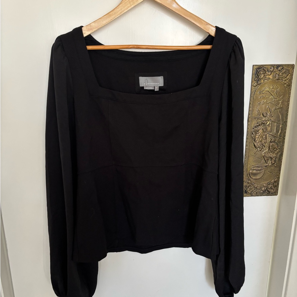 Anthropologie Black Square Neck Blouse